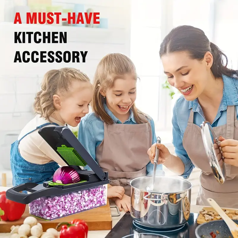 16 in 1 multifunctional vegetable chopper professional onion carrot dicer and slicer with 8 blades storage container kitchen cooking tool gray Product details 6