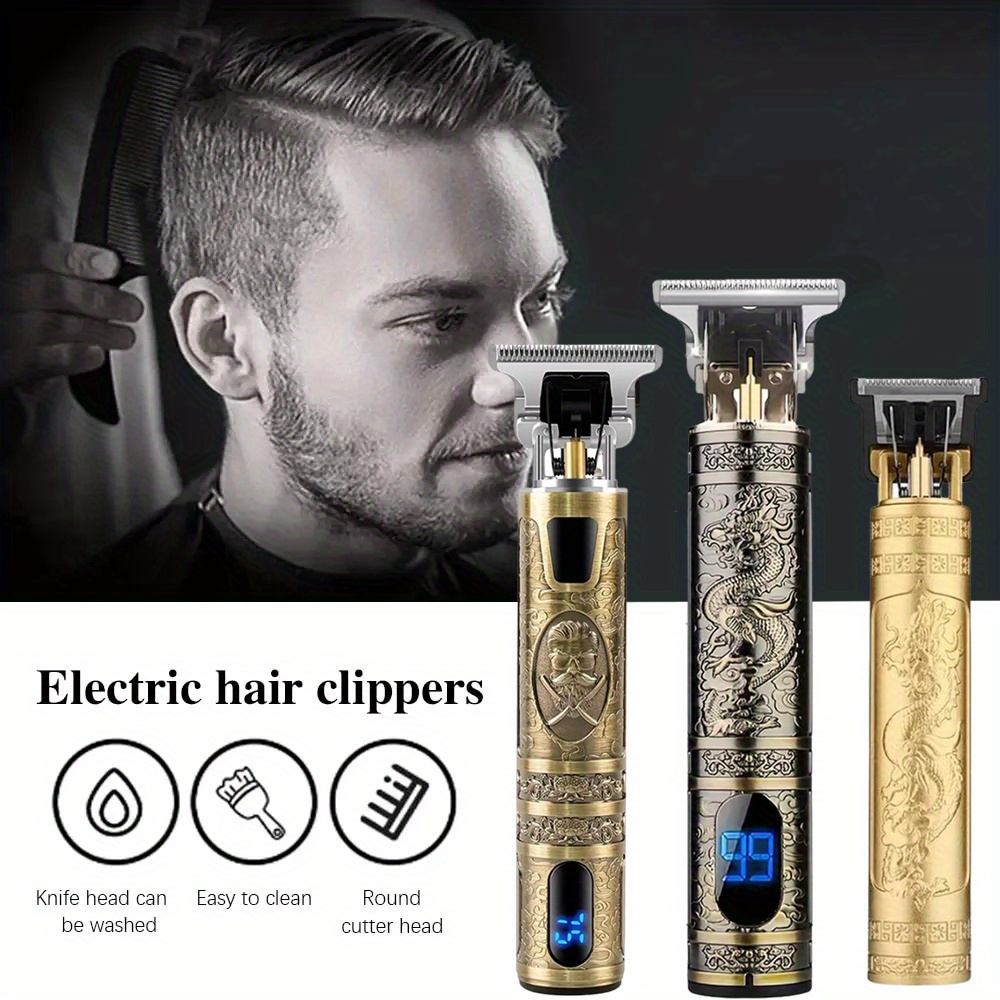 

Clipper With Lcd Display Vintage Oil Head Carving Hair Clipper, Hair Cutting Machine - Precision Trimming