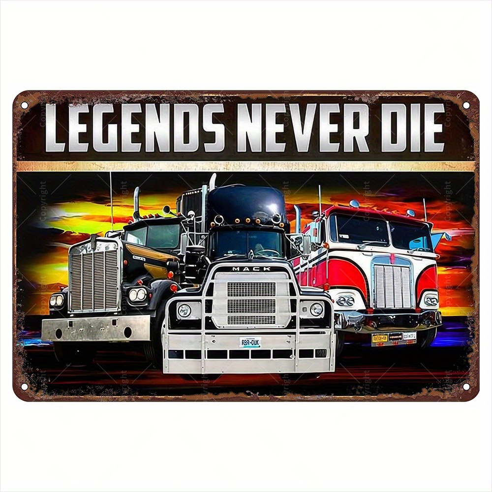 TEMU 2d Flat " " Vintage Metal Sign - Retro For Truck Wall Art Featuring A Bright Sunset Design, Sturdy Cafe Decoration, Perfect Gift For Truck