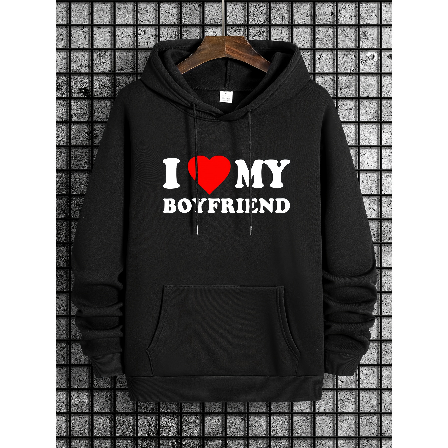 

I Like Boyfriend Print Men's Thermal Head Cover Crew Neck Hoodie Printed Hoodie Fall Winter Men Clothing As A Gift