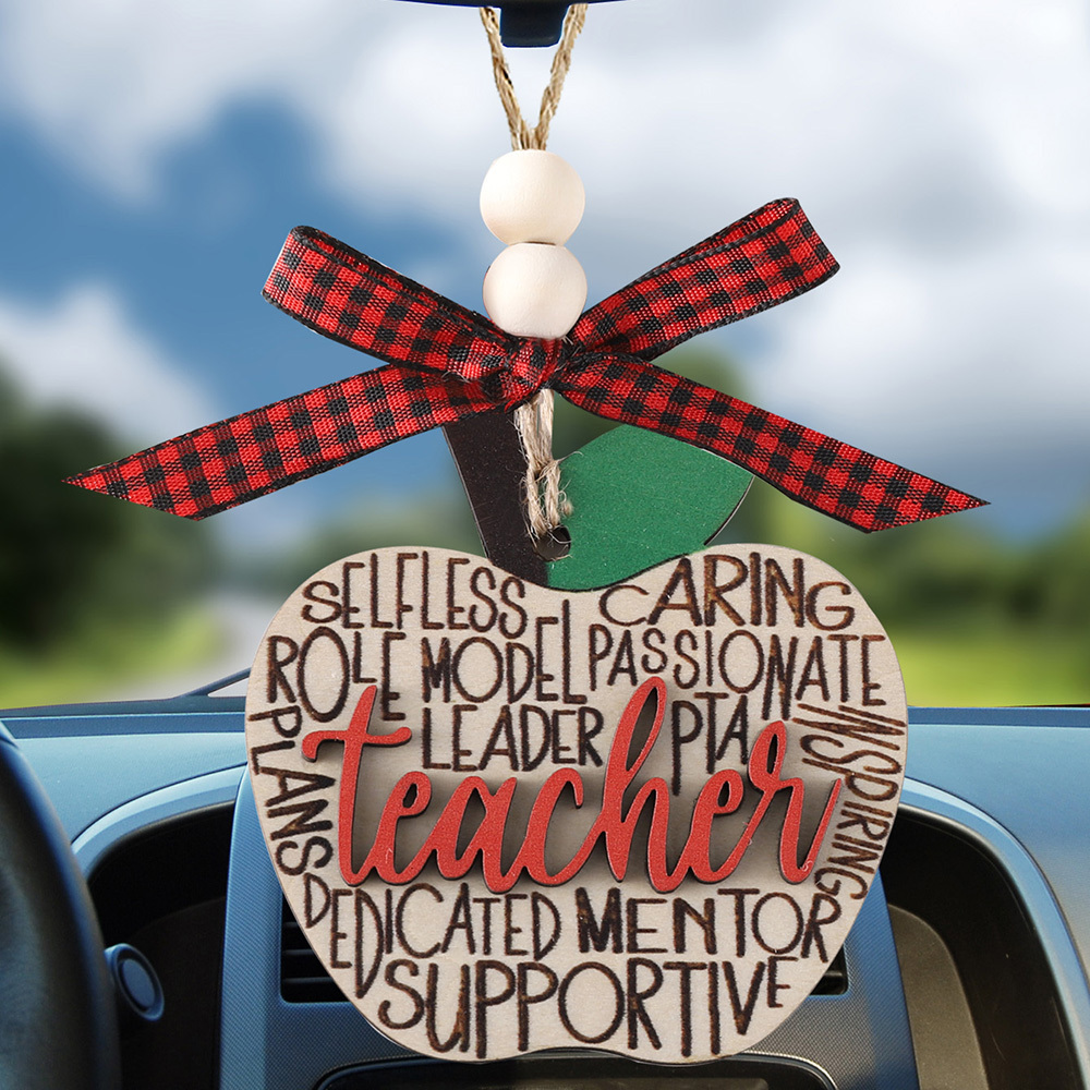 

1pcs Wooden Teacher Appreciation Hanging Ornament - Laser-cut Design With Inspirational Words - Wood Mirror Decor For Educators - Thoughtful Teacher Gift For Back To School, Graduation, Or Christmas