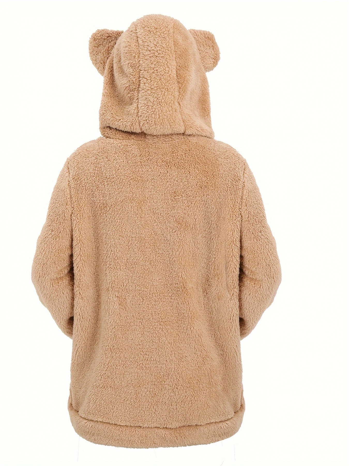 Women's Plus-Size Plush Teddy Fleece Hooded Jacket Oversized Winter Coat  with Zipper Closure, Machine Washable Outerwear for Fall Winter, Fleece 