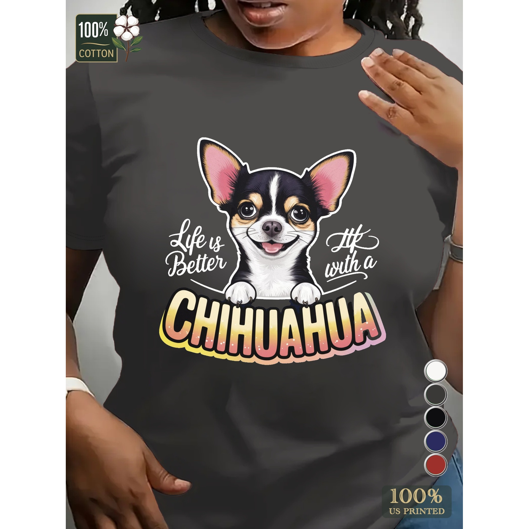 

Chihuahua Size Cotton Women's T-shirt Comfortable Edition