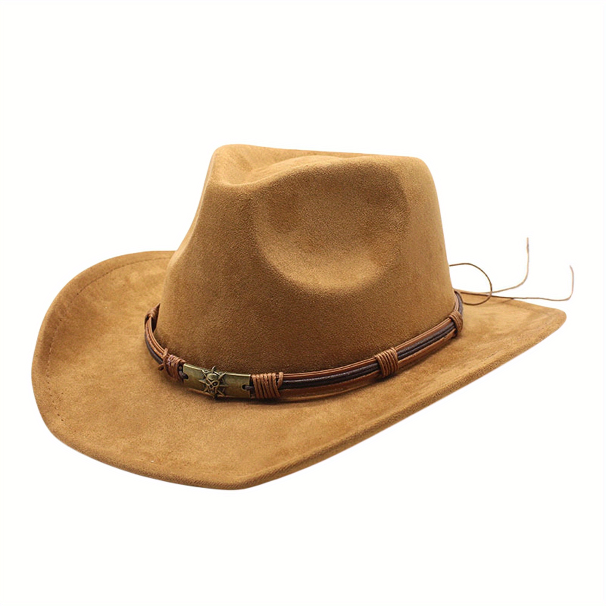 7947 Men Longhorn-bull Western Cowboy-hat Classic Cowgirl-hat Roll-up-brim Bull Head Felt Cowboy Cowgirl Hat Retro Western Curl Wide  main image 3