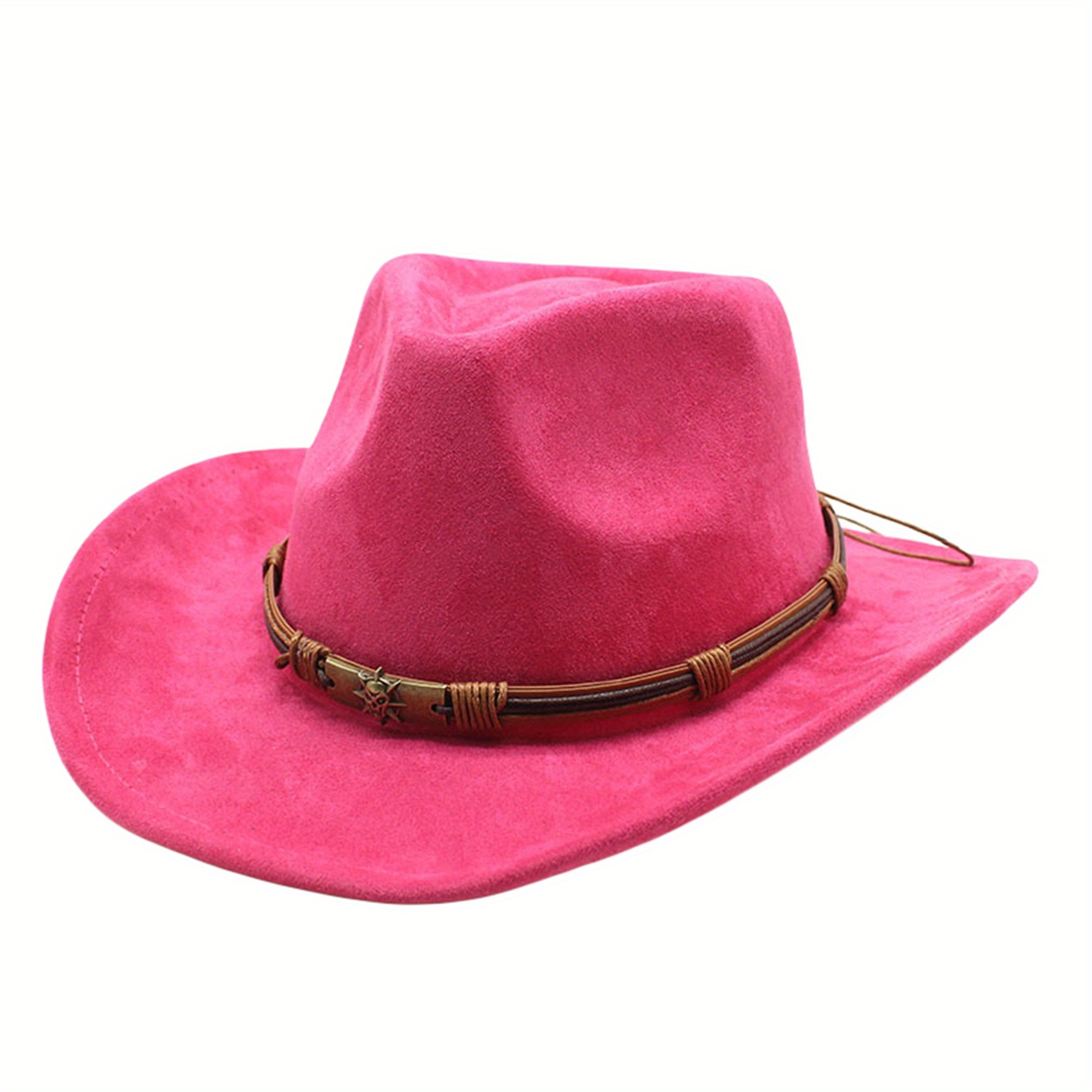 women men felt cowboy hat vintage skull roll wide brim - Temu display picture 1