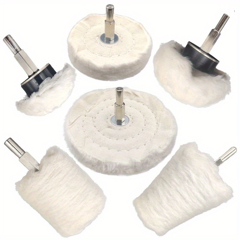 

6 Pcs Buffing Wheel For Drill, Buffing Pad Polishing Wheel Kits, Wheel Shaped Polishing Tool For Metal Aluminum, Stainless Steel, , Jewelry, Wood, Plastic, Ceramic, Glass