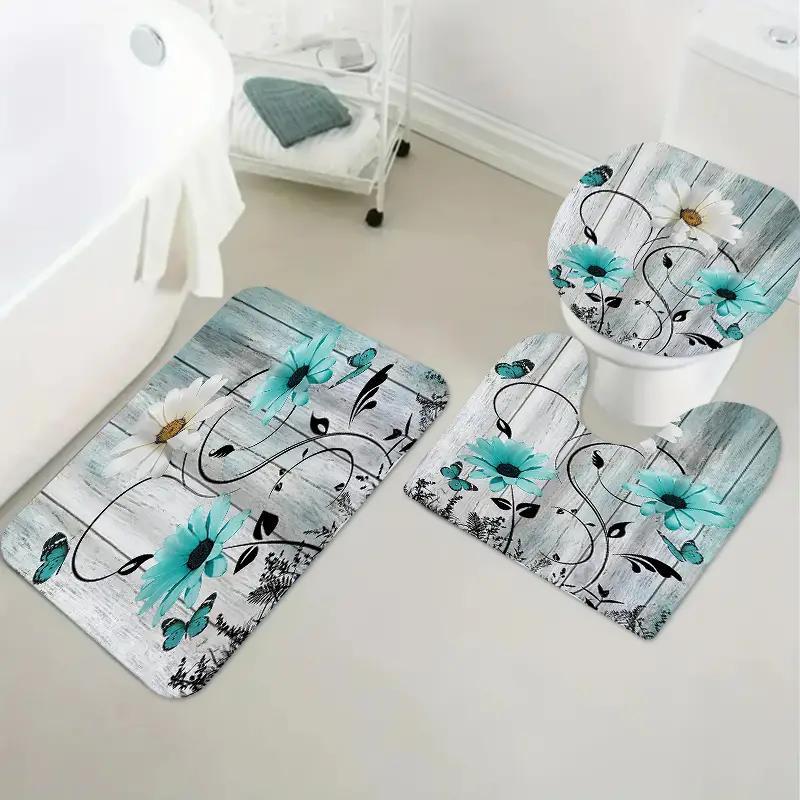 

1/3pcs Plant Flower Series Flower Belt With 12 Hooks Waterproof 180x180cm Shower Curtain, Print Bathroom Decoration/bathroom Accessories Including Bathroom Carpet, U-shaped Pad, Toilet Seat