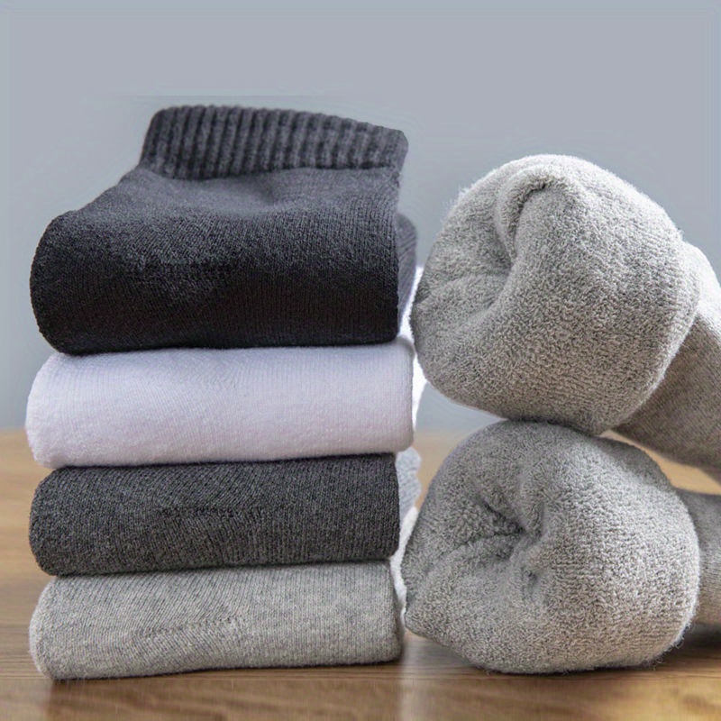 

3/10 Pairs Of Autumn And Winter Men's Socks, Black, White And Gray Random Colors, And Warm, Cold Resistant, Ultra Men's Socks, Men's Towel Socks, Socks (no Packaging Box)