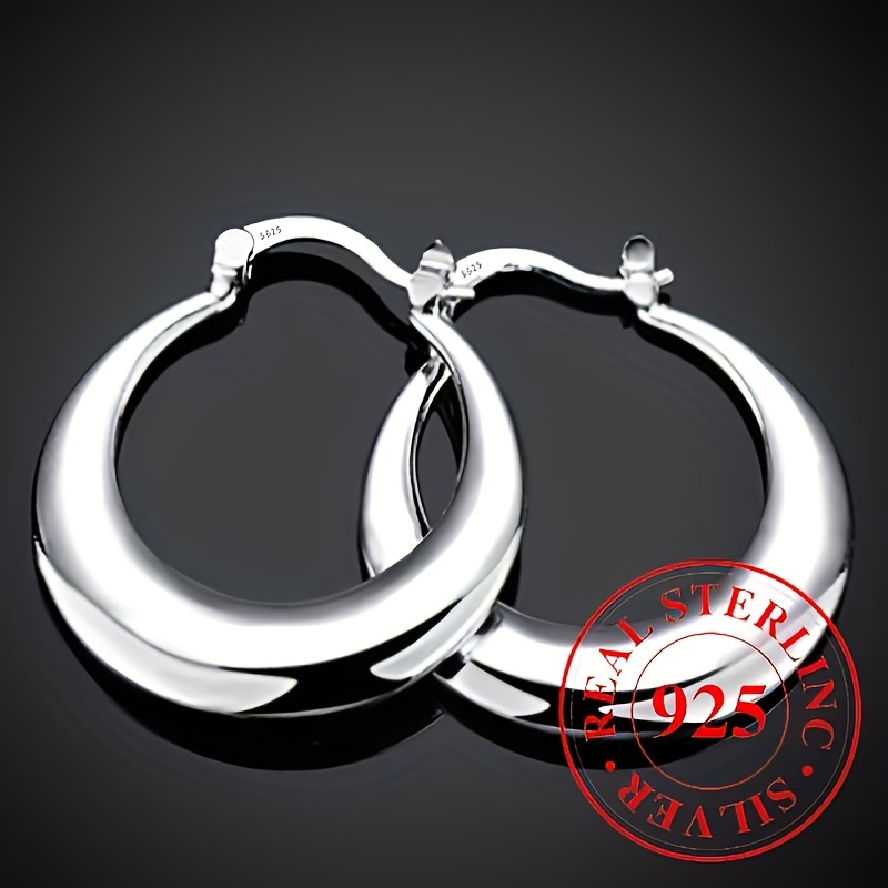 

Glossy 925 Sterling Silver Hypoallergenic Hoop Earrings Elegant Sexy Style Suitable For Women Daily Party Ear Accessories