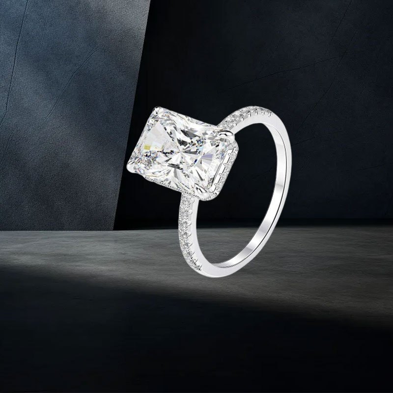 Women's 925 Sterling Silver Moissanite Engagement Ring, 4 Carat