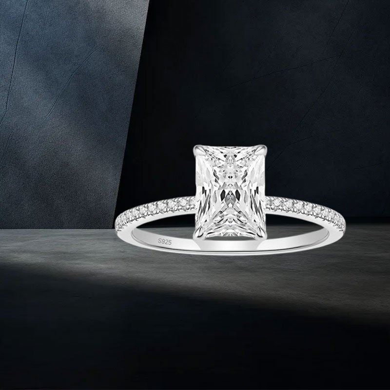 Women's 925 Sterling Silver Moissanite Engagement Ring, 4 Carat