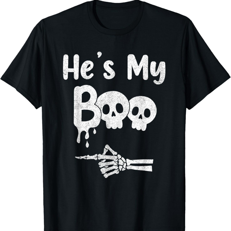 

Pajama Couples, He's Skull Face T-shirt Men's Breathable Short Sleeve T-shirt, Casual Streetwear Fashion, Round Neck, Suitable For Running, Fitness, And