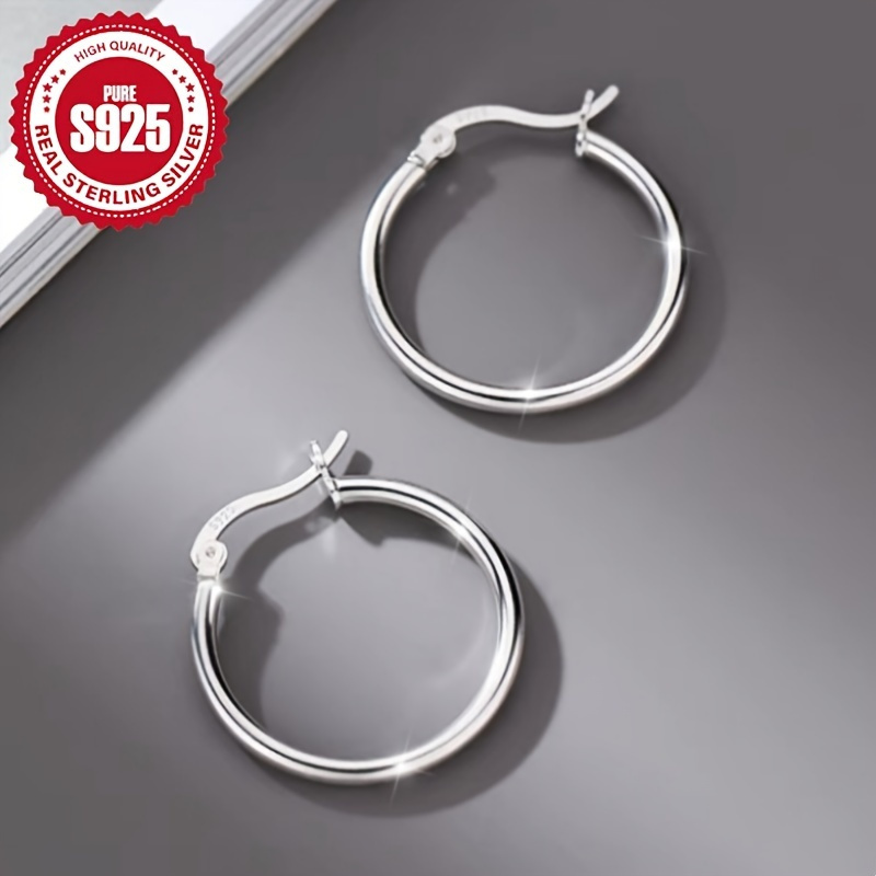 2.3g Hypoallergenic S925 Silver Circle Fashion Earrings - Simple, Versatile, And Daily Wearable Jewelry For Women -…: retailer-supplied image