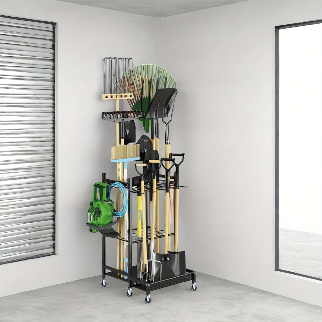 

-duty Metal Tool Organizer , - For Long- , Brooms, Shovels, Rakes, Standing , Metal , , 8mm Metal Pipes Included, Racks