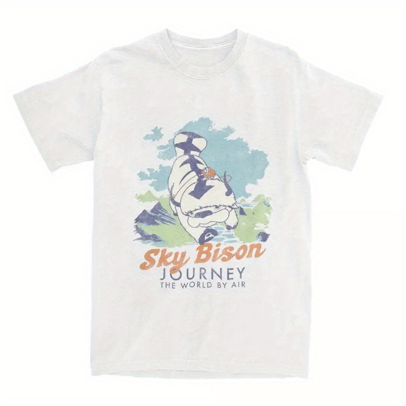 

Vintage Avatar Flying Sky Bison T Shirt Men Women's 100% Cotton Cute Tee Shirt Classic Clothing