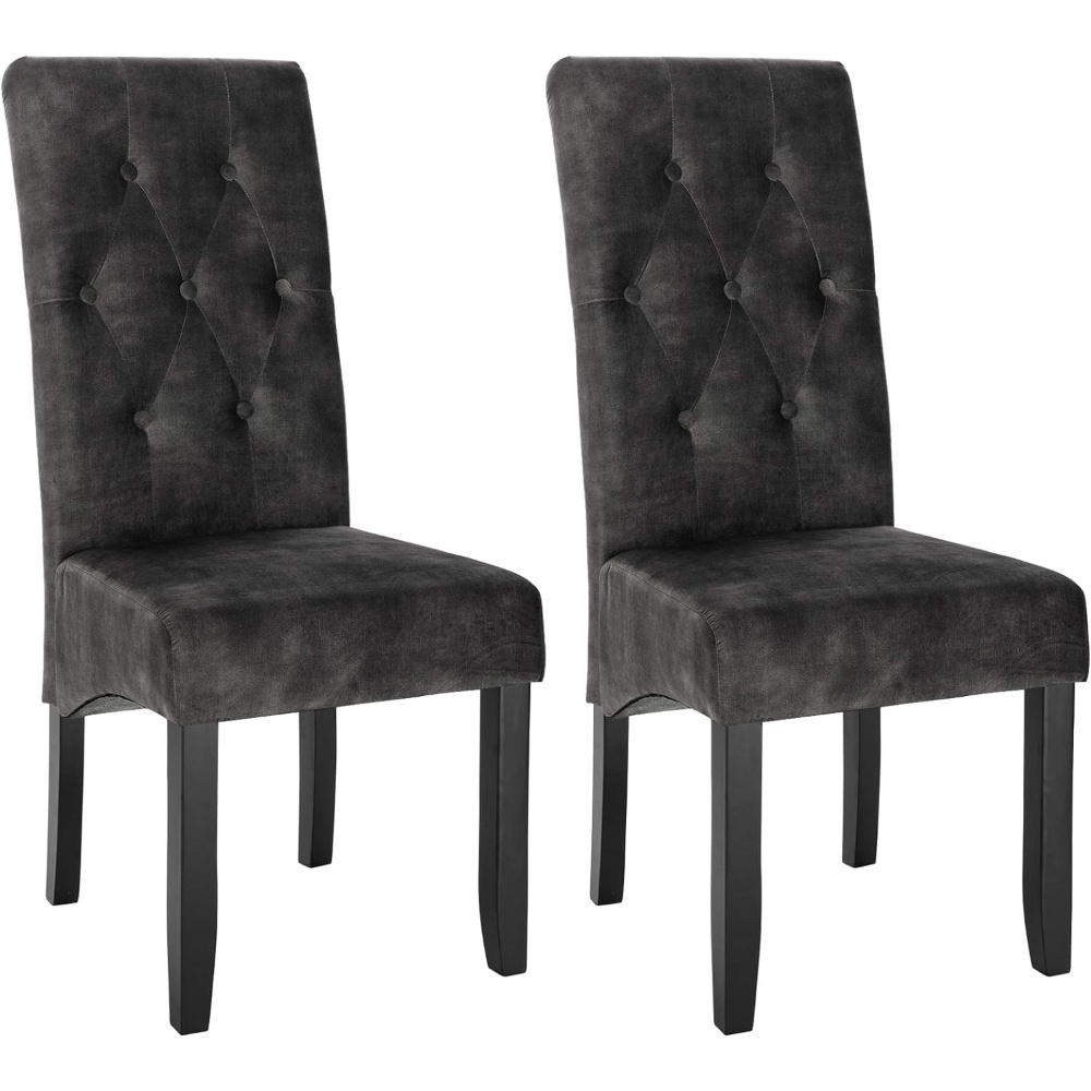 2pcs Dining Room Chair Kitchen Chair Armchair High Back Upholstered Solid Wood Legs Velvet Upholstered Seat