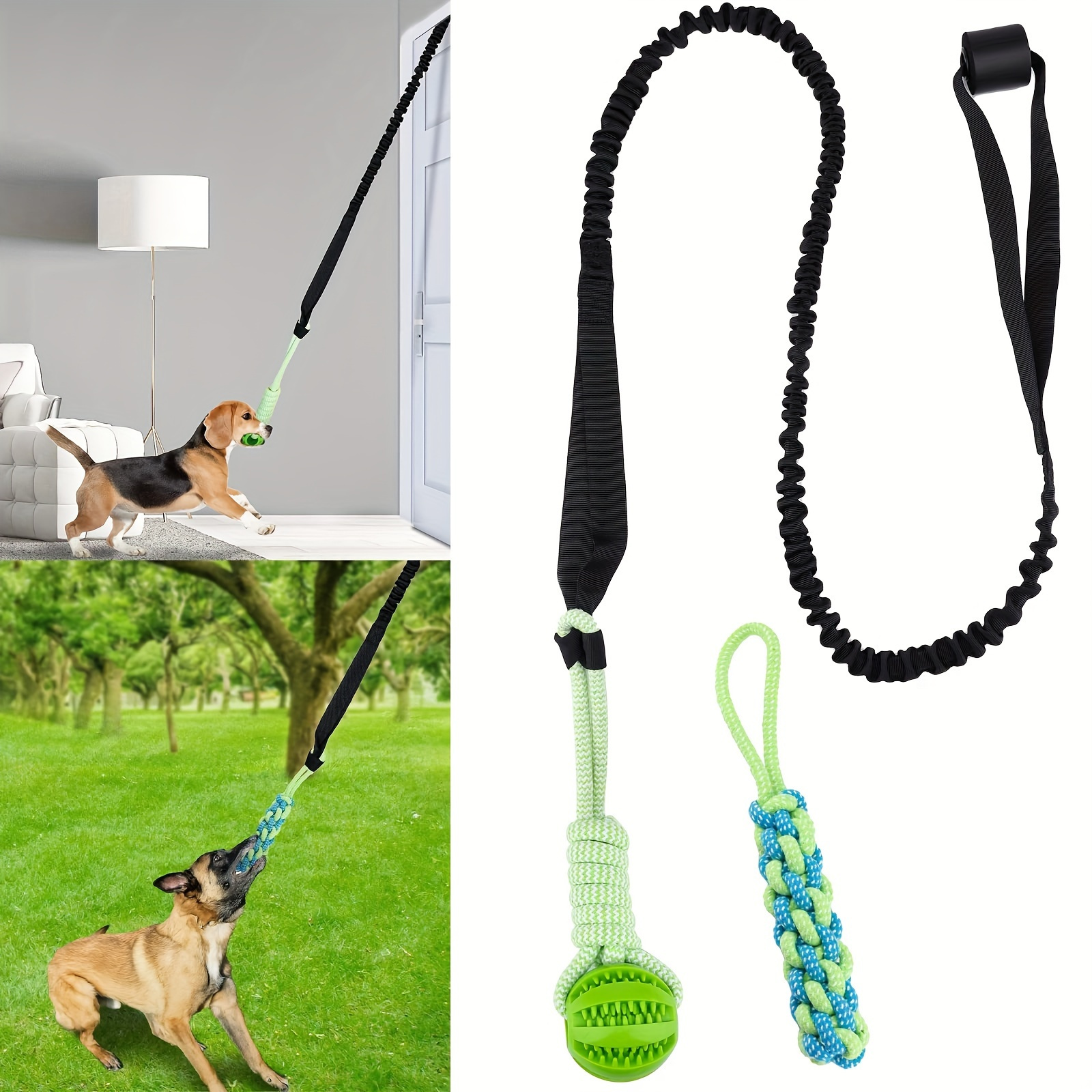 

Dog Spring Bar, With 3pcs Dog Rope Toys, Tree Pulling Toy, Outdoor Large Dog Pulling War Toy, Suitable For Large Dog Bite, Help Clean Teeth, Exercise , Training Fun Play