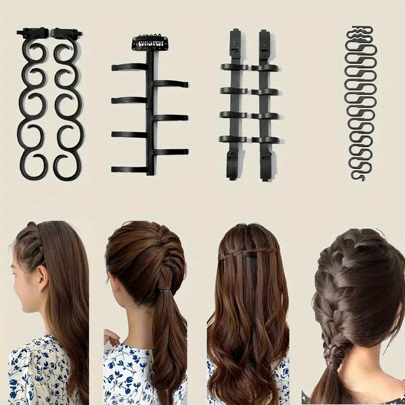 

Ensemble de coiffure 6 pièces avec en peigne de poisson, tresse et clips de twist - Accessoires de coiffure polyvalents pour types de cheveux , kit d'outils et d'accessoires légers de moins de 300g