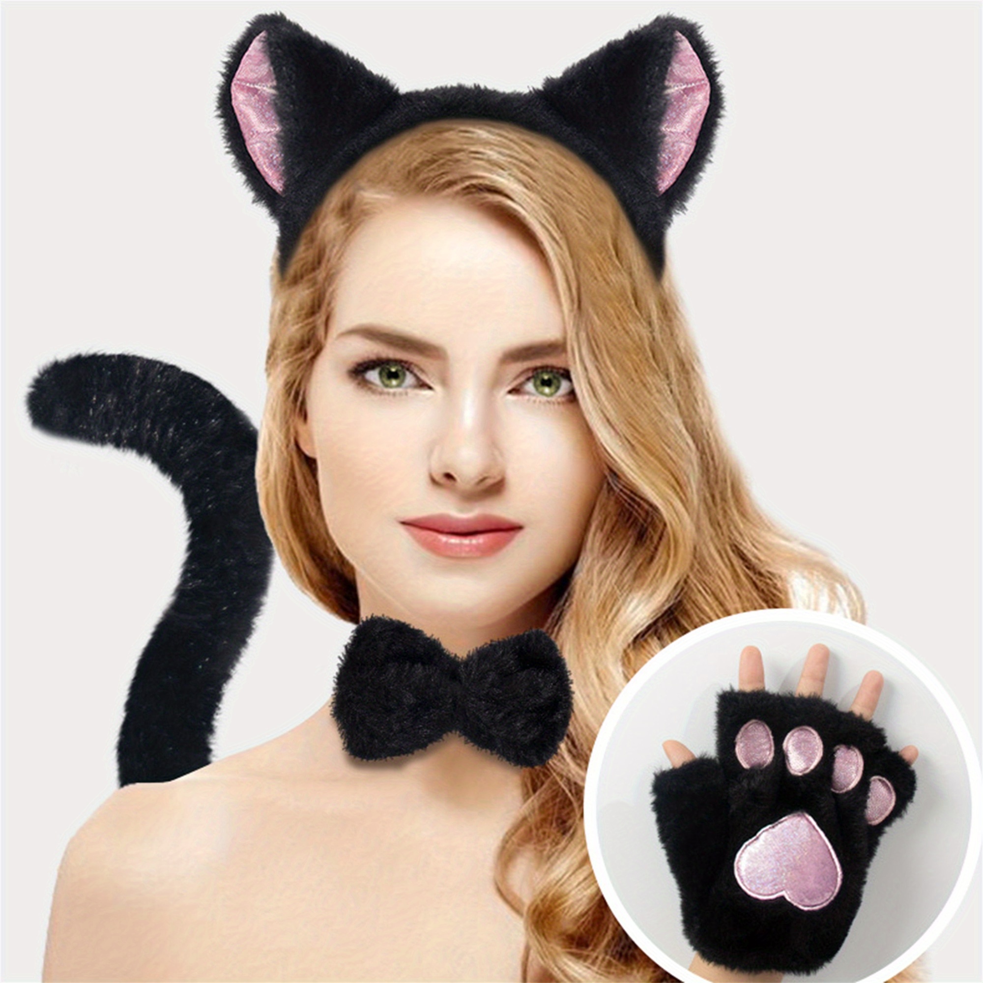 Petitebelle Katzenkostüm Für Kinder – 5-teilig Mit Kopfband, Fliege, Schwanz, Pfoten & Schuhen, One Size
