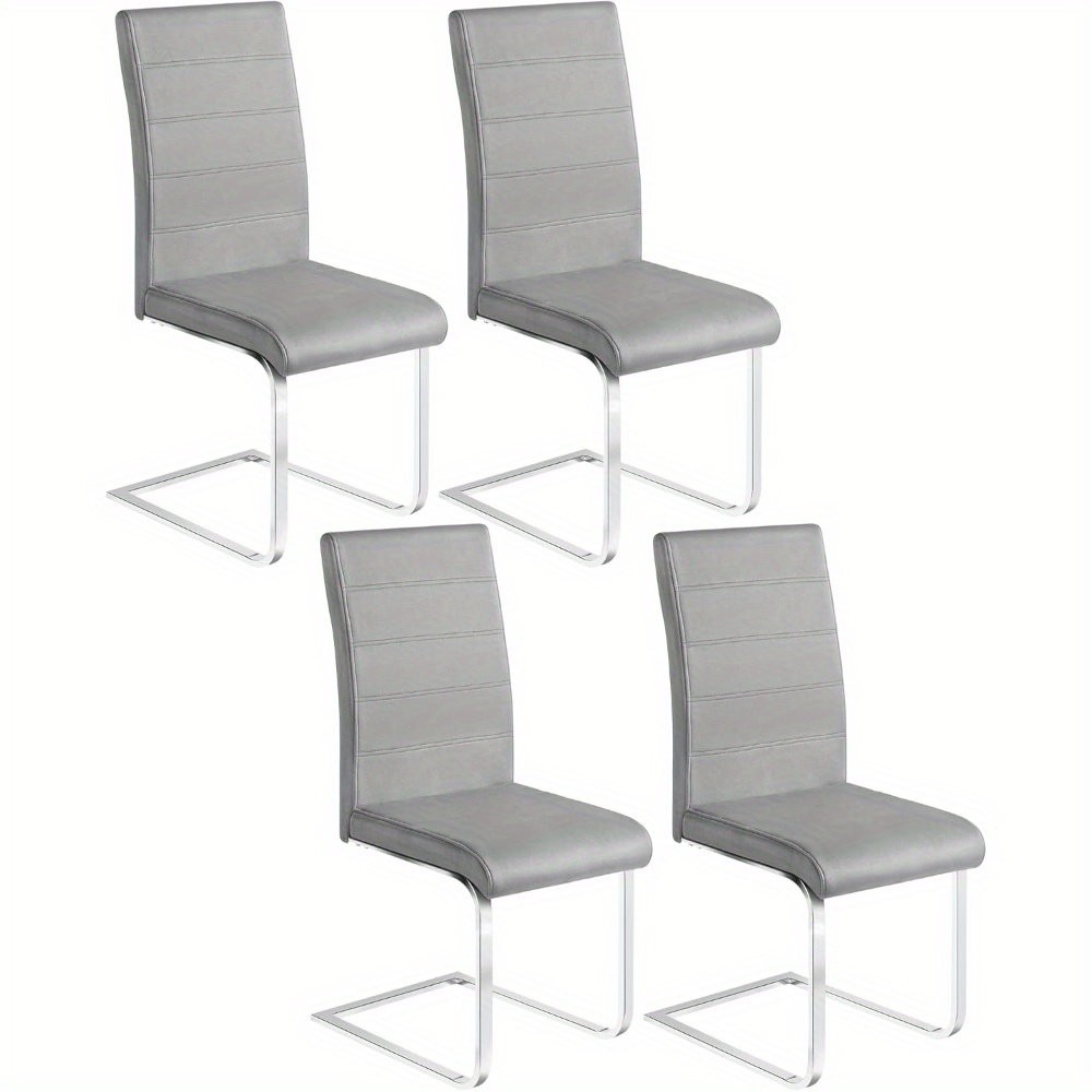 Image of 4pcs Pcs Luxury Velvet Upholstered Chairs - High-/cantilever Dining Chairs Suitable For Dining Table, Kitchen, Living Room & Office - Soft, Style,, Swinging Mechanism (no Wood)