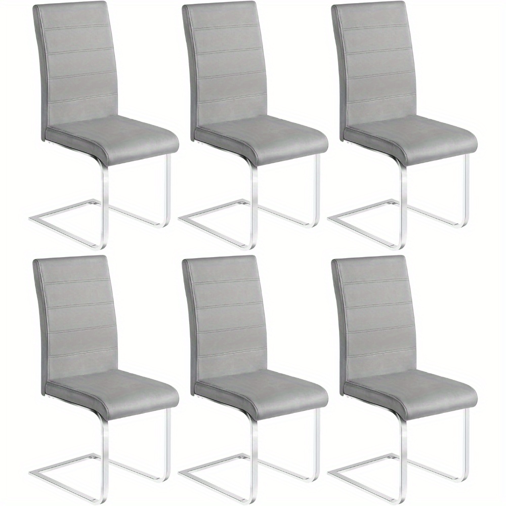 Image of 6pcs Dining Room Chair Swing Chair Cantilever Chair Kitchen Chair Velvet Chair Upholstered Chair With High Back For Dining Room Table Room Office