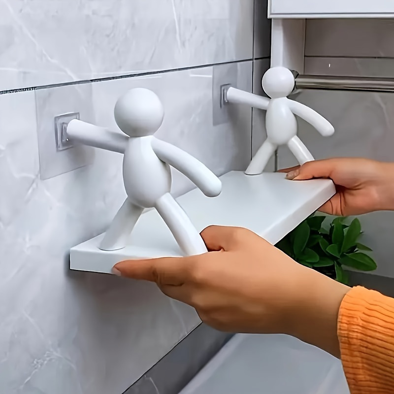 

Modern Wall-mounted Storage Shelf With Figures For Razors & Brushes, Kitchen Or Bathroom Organizer