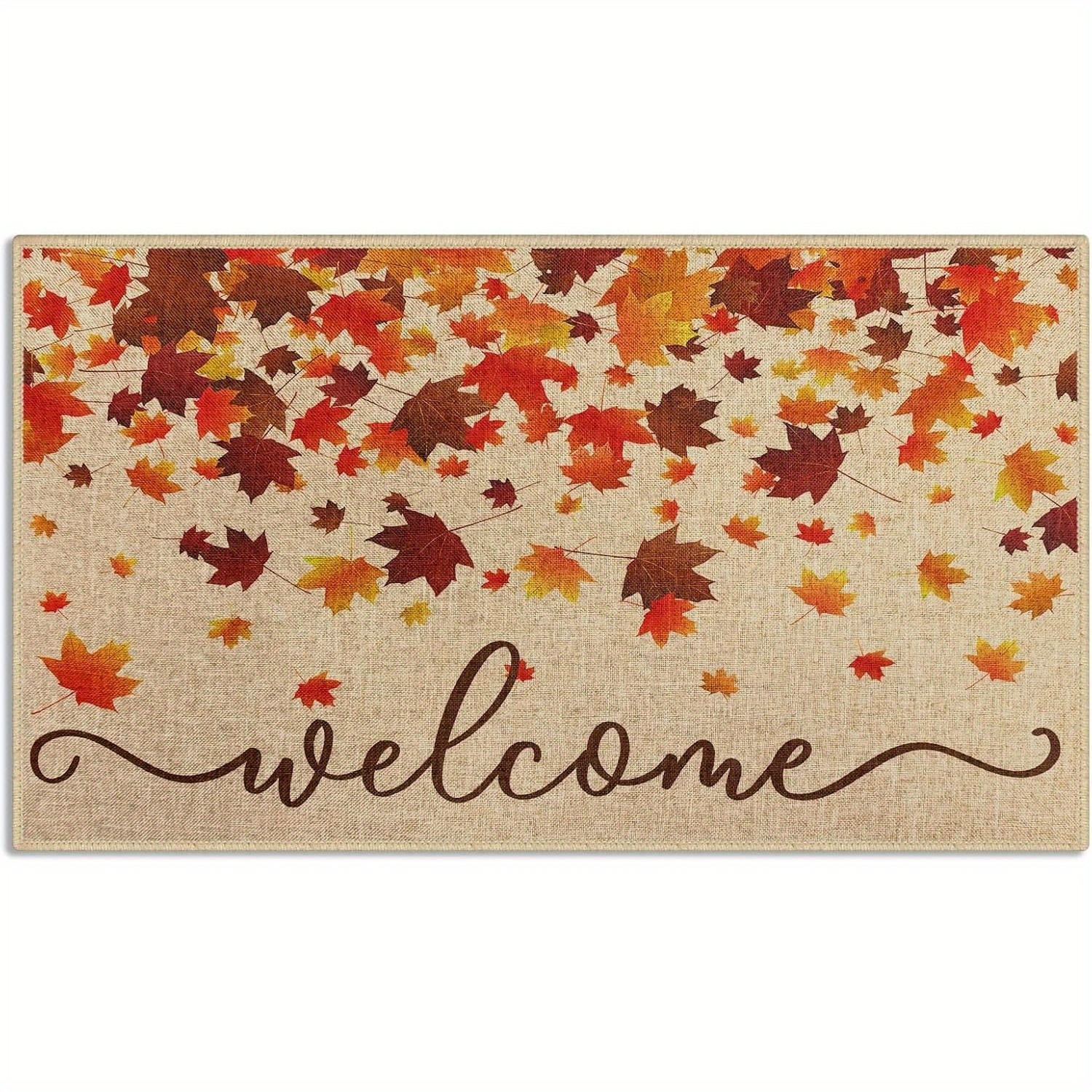 

Fall Door Mat, Leaves Welcome Indoor Front Door Mat Autumn Doormat Outdoor Entrance Non Slip Absorbent Resist Dirt Carpet For Entryway