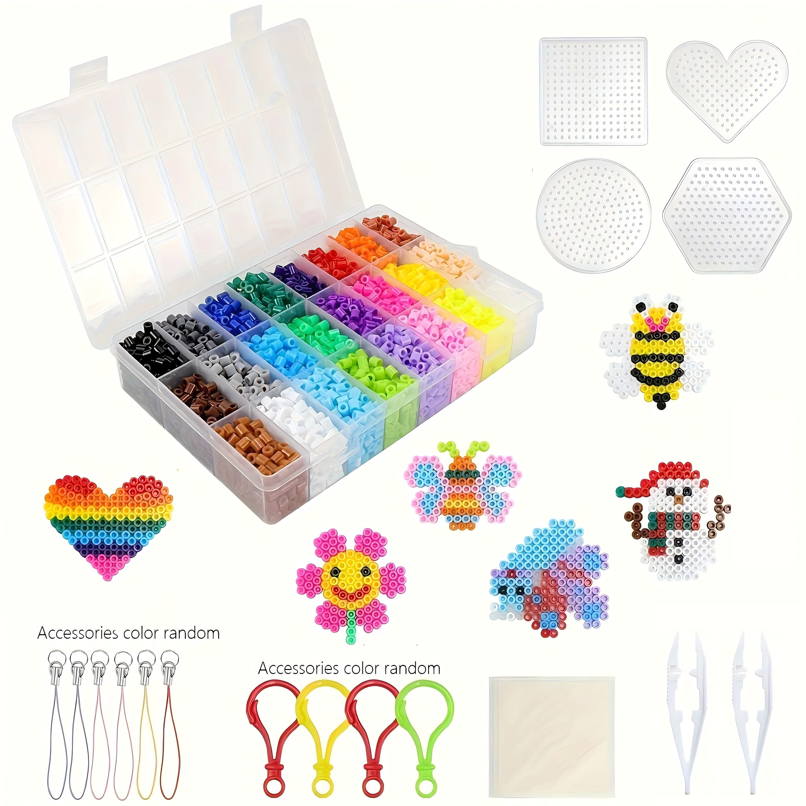 

1pc Ensemble de Perles à Repasser de 24 Couleurs, 5mm 6300pcs Perles Puzzle Pixel pour Anniversaire et Cadeaux de Fête DIY