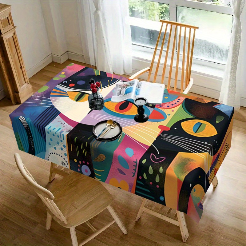 

Pattern Tablecloth - 1pc, 100% Polyester, Waterproof, Wrinkle-free, Stain-resistant, Machine Woven Cover For Dining, Parties, And Home Decor