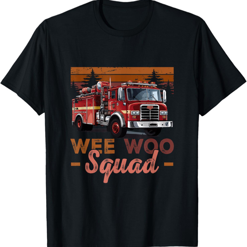 

Wee Woo Squad Fire Truck Firefighter Vintage Fire Engine T-shirt