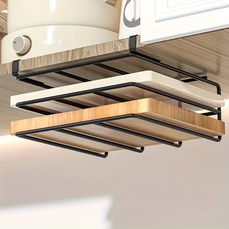 

Space Saving Stainless Steel Kitchen Hook Rack With Cutting Board And Lid Rack - , Wall Mounted Kitchen Tool And Bathroom Organizer