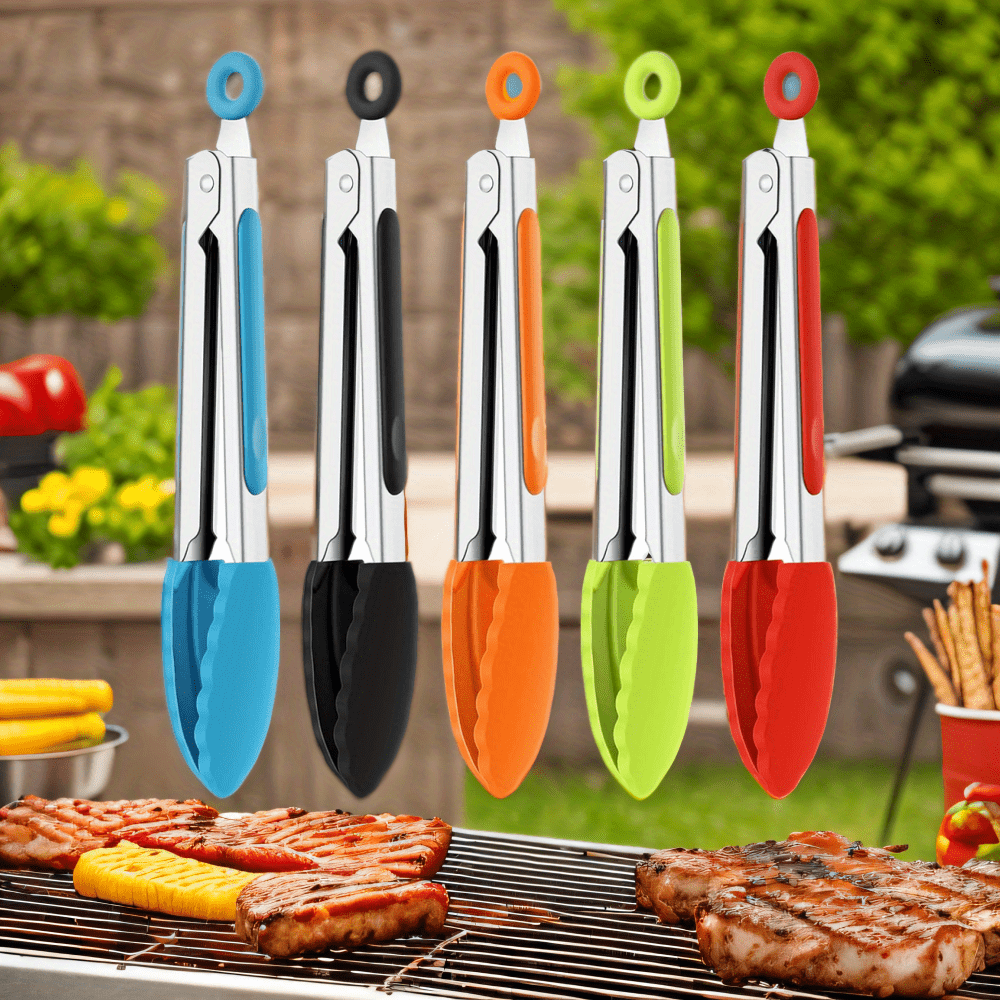 

5pcs Steel Tongs Set Steel For Salad Grilling Frying And Cooking