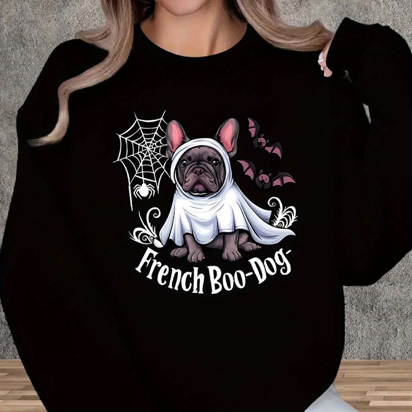 

[top-] French Halloween Sweatshirt For - Fleece-lined, Long Pullover