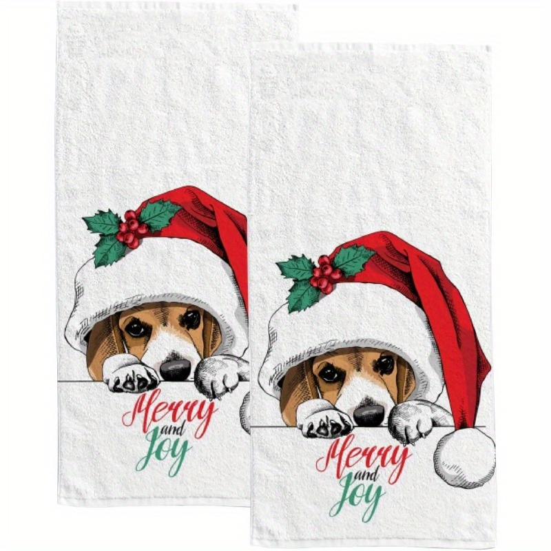 

2 Sets Of 18*26 Inch Kitchen Towels, Tatasso Christmas Beagle Dog Kitchen Towel, Soft And Absorbent