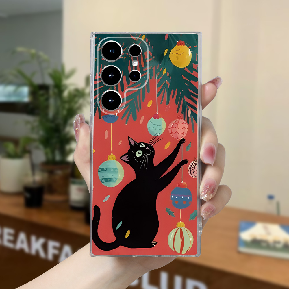 

Black Cat Hanging Decorative Lights For Christmas Simple Anti-yellowing Transparent Case : Premium Full Lens Shockproof & Stylish | Fits S24-s20,