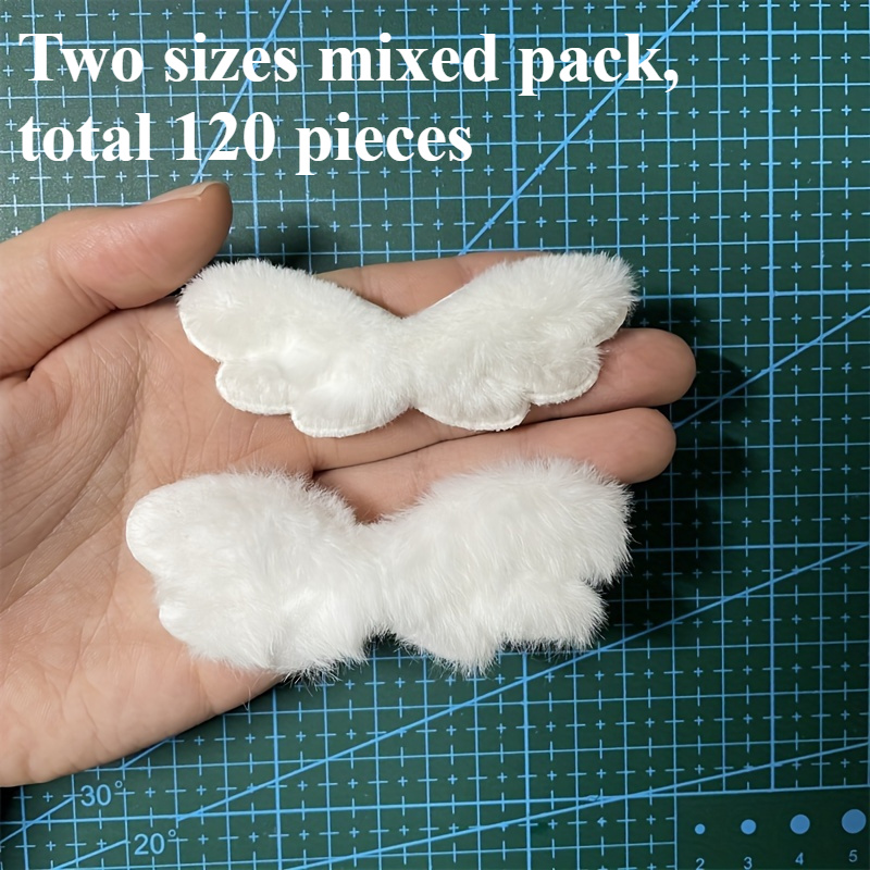 Image of 120pcs/pack, Mixed Sizes, Mini Wings Additions, White Jewelry Additions, Plush Jewelry, Christmas Decorations, Craft Decorations