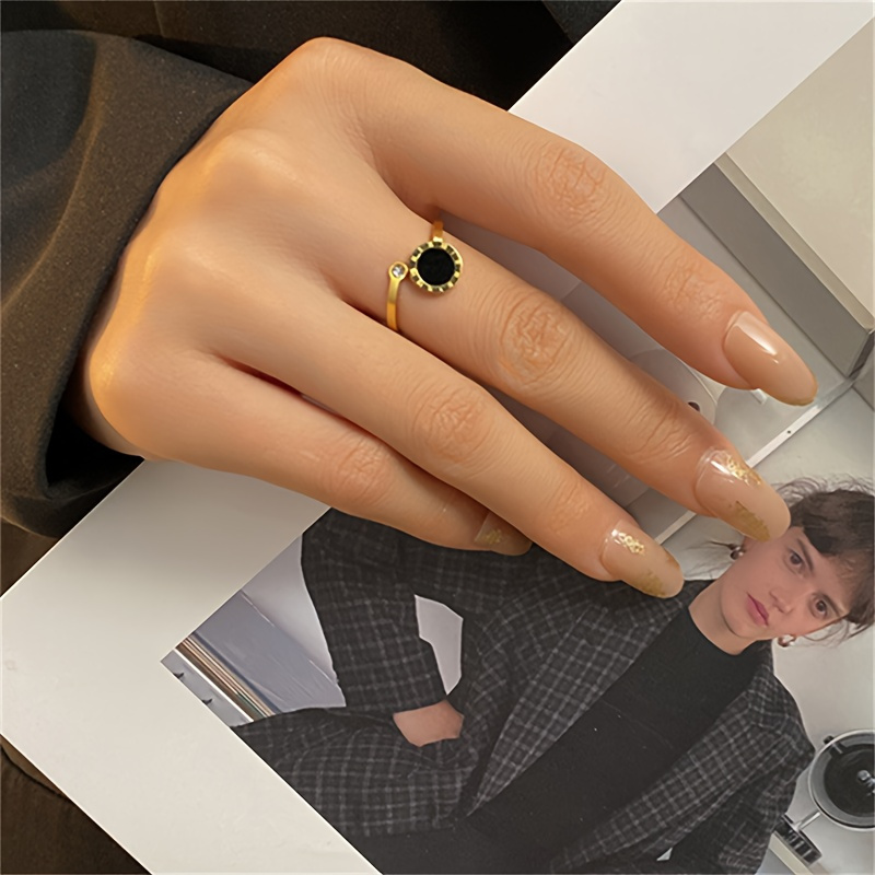 Roman Numeral Open Ring Luxury 304L Stainless Steel Index Finger Jewelry for Daily, Party & Banquet Wear, for Teenager