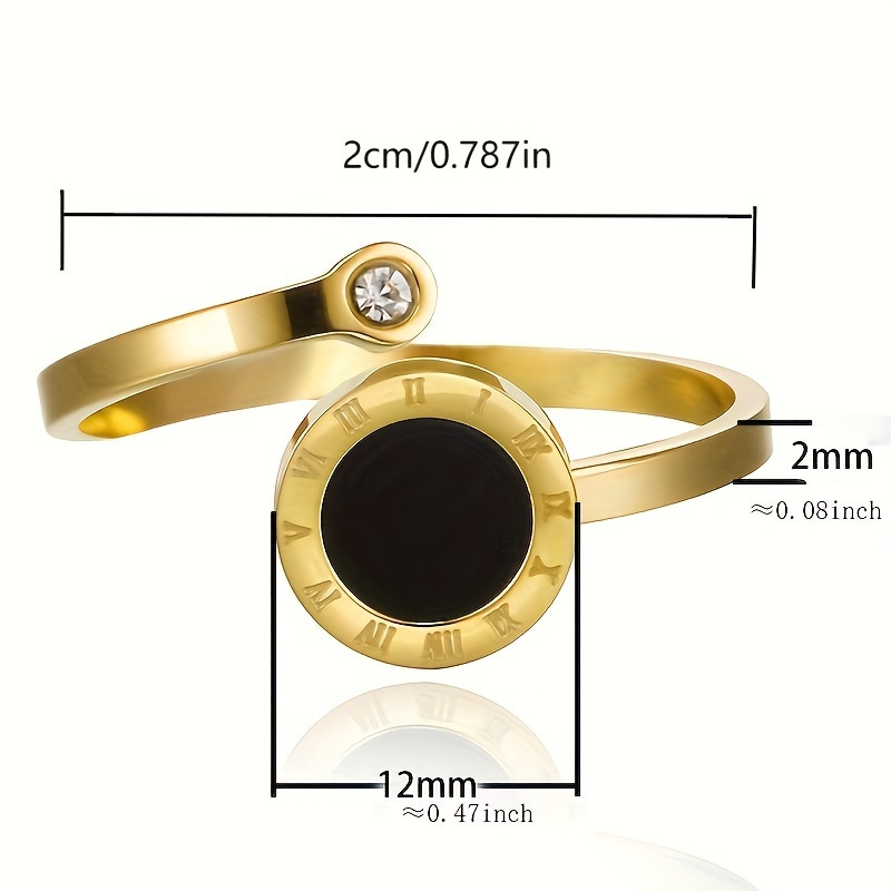 Roman Numeral Open Ring Luxury 304L Stainless Steel Index Finger Jewelry for Daily, Party & Banquet Wear, for Teenager