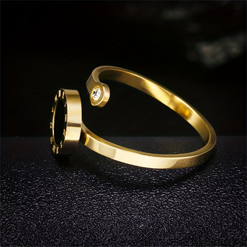 Roman Numeral Open Ring Luxury 304L Stainless Steel Index Finger Jewelry for Daily, Party & Banquet Wear, for Teenager