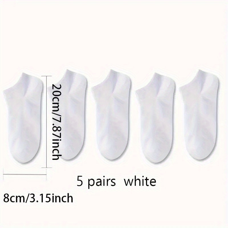 5 Pairs Women'S Comfy Ankle Socks - Solid Color Ribbed Cuff Design, Machine Washable All-Season Socks for Casual & Athletic Wear, Ankle Socks, Casual Wear, Minimalist Style, Durable Fabric