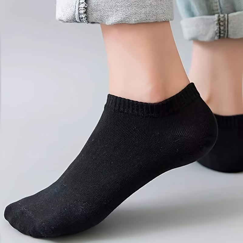 5 Pairs Women'S Comfy Ankle Socks - Solid Color Ribbed Cuff Design, Machine Washable All-Season Socks for Casual & Athletic Wear, Ankle Socks, Casual Wear, Minimalist Style, Durable Fabric