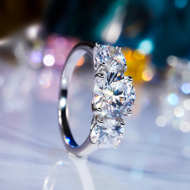 TEMU Bague de fiançailles pour homme en moissanite 3 pierres - Argent S925, thème , mariage de 4 carats avec des bijoux , cadeau de Noël, cadeau de