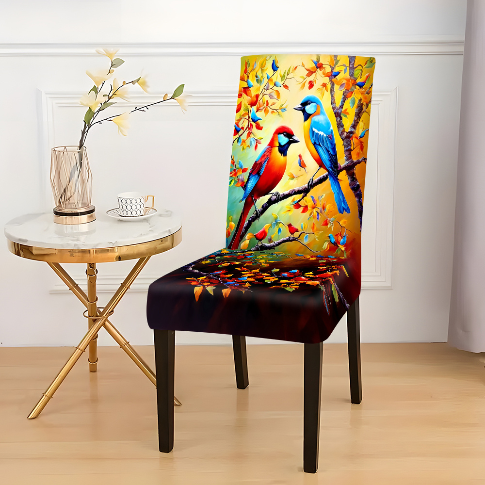 

2pcs/4pcs/6pcs New High Chair Cover With Bird Pattern On , Simple And Soft And Comfortable Chair Cover, Dust And Dirt Proof Chair Cover, Suitable For Dining Chair, Office And Home Decoration