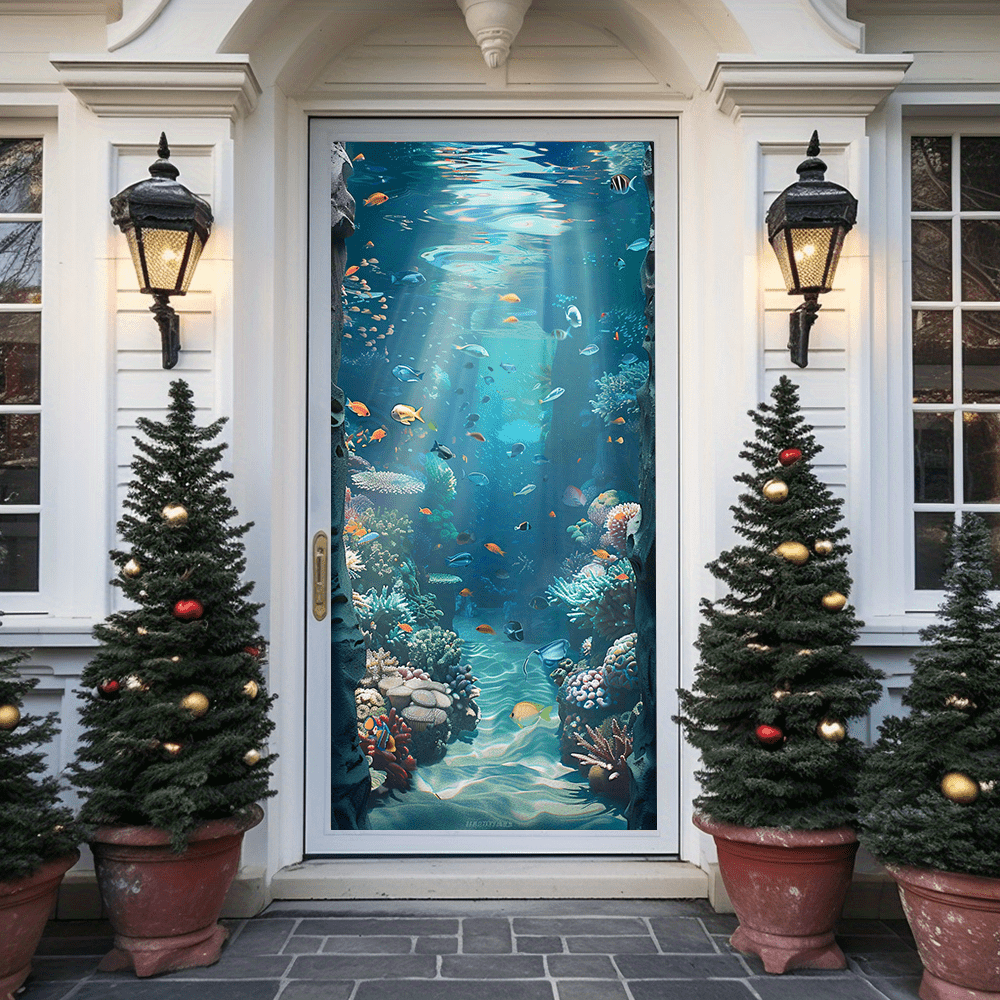 

Vibrant Underwater Door Curtain - Ocean-inspired Polyester Banner For Indoor & Outdoor Decor