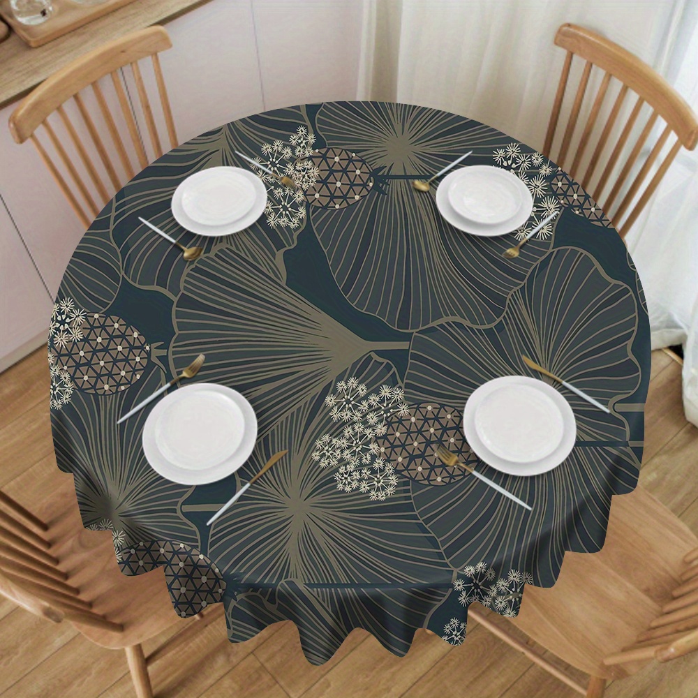 

Nappe Ronde à Motif Feuilles Vertes Élégante - Imperméable et Résistante à l'Huile pour Salle à Manger et Bureau