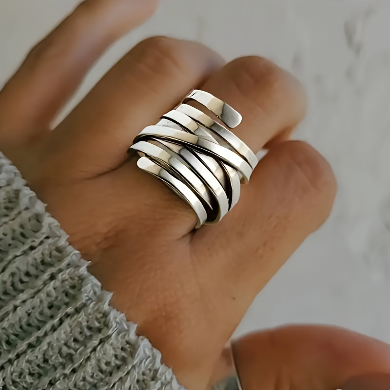 

Stylish Wide Band Ring - 925 Silver Plated, Fashionable Decor For Cool Girls, Perfect For Daily Outfits, Party Wear, Showcasing Personal Charm And Confidence