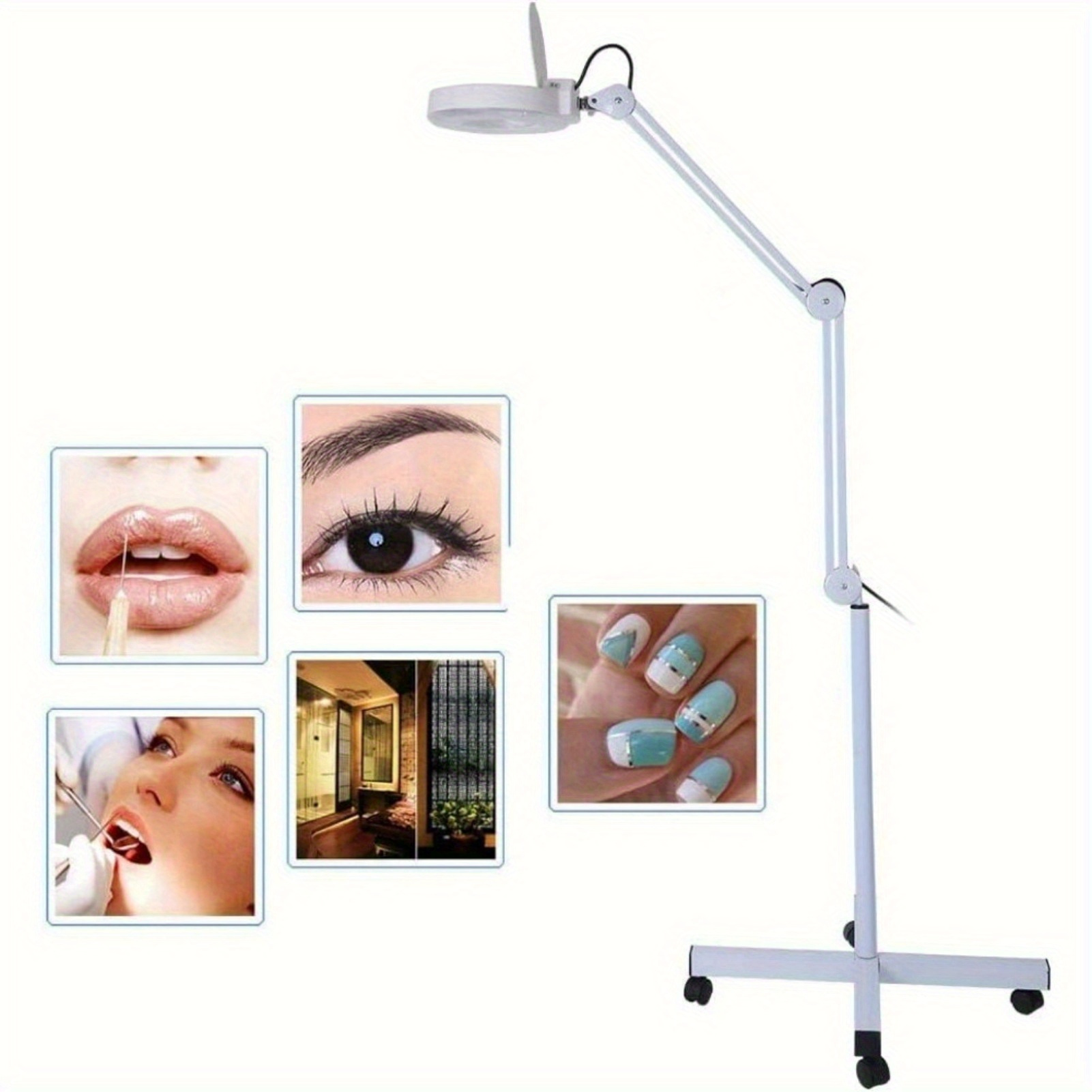 

5x Led Magnifying Light, Standing Beauty Makeup Facial Light, 5x Magnifying Illuminated Magnifier Light, Rolling Floor Standing Led Light For Skin Care Manicure (white)