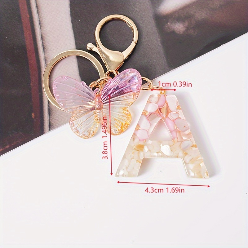 Image of 1pc Fashionable Gradient Pink Keychain With 26 Letter Star Sequin Keyrings, Suitable For Letter Charms On Bags, Backpacks, And Car Keys, A~z Letters, Decorative Gift For, Ideal Valentine's Day Gift