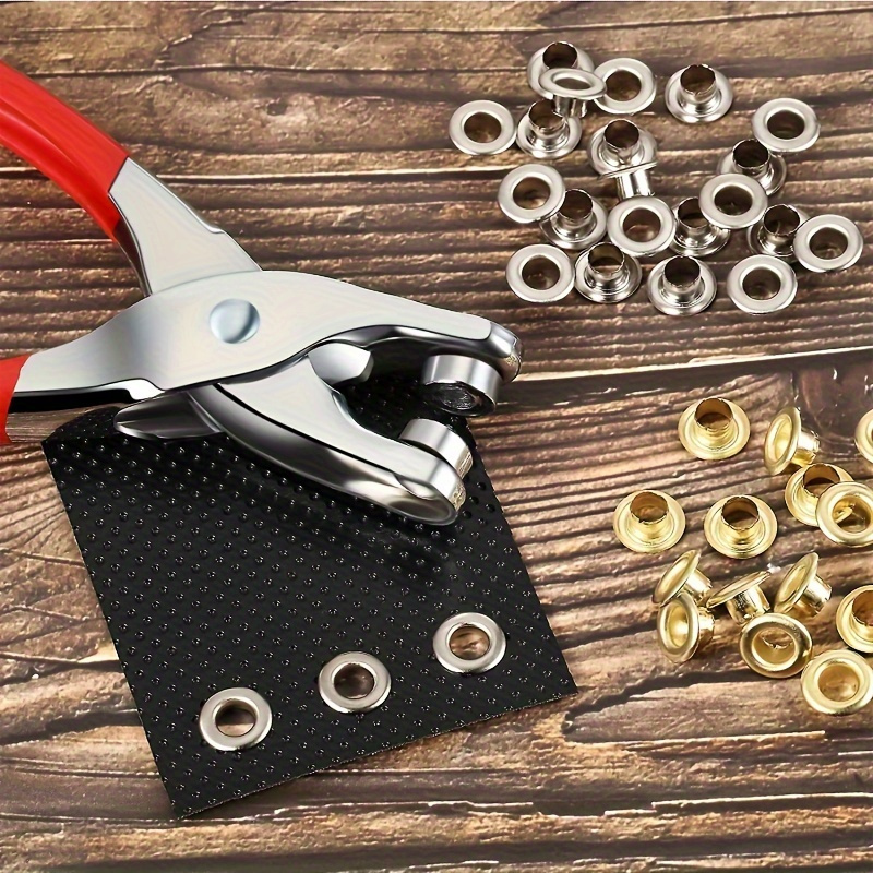 

100 Set Leather Hole Punch Tool Kit With 4.5mm Punch Pliers And Metal Eyelets For Leather Craft Repair