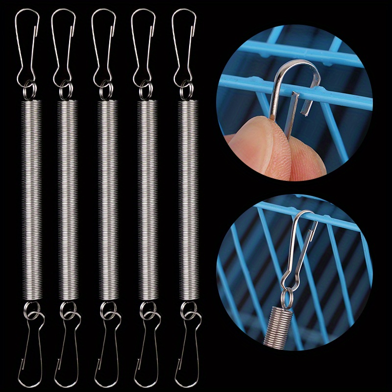 

10pcs Stainless Steel Rabbit Cage Springs With Dual Clips - 3.1" Replacement For Small Pet Water Bottle Holders